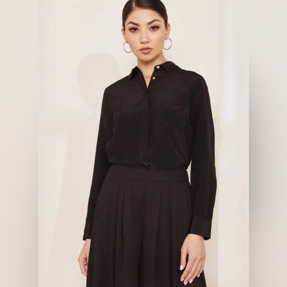 Tops - J Crew Black Robin Silk Blouse, Size 8